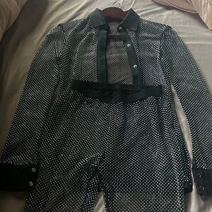 Black and White Polka Dot Sheer Blouse